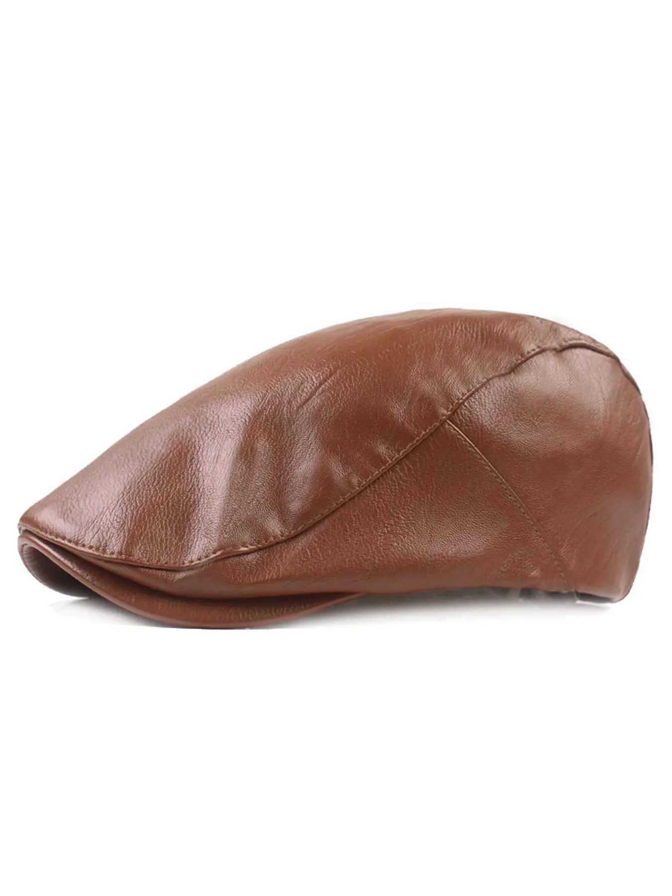 Men's PU Leather Beret Hat, Vintage Male Flat Caps Driver Hats for Man Berets