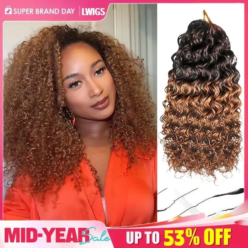 LWIGS #1B/30 & T#2/4/27 & T#2/99J Ombre Color Crochet Human Hair Extensions Pre-Separated Lightweight Deep Wave Feather Crochet Hair TikTokShopHolidayHaul