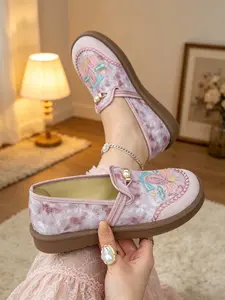 Soft Sole Embroidered Women's Shoes, Round Toe PVC Sole Casual Sandals, Breathable Mesh Design, Comfortable Daily Wear