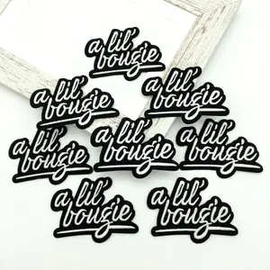 A Lil Bougie Text Embroidered Iron-on/Sew-on Patches, Embroidered Design, 8 Counts/set Iron-on/Sew-on Appliques for Clothing, Hats, T-shirts & Jackets