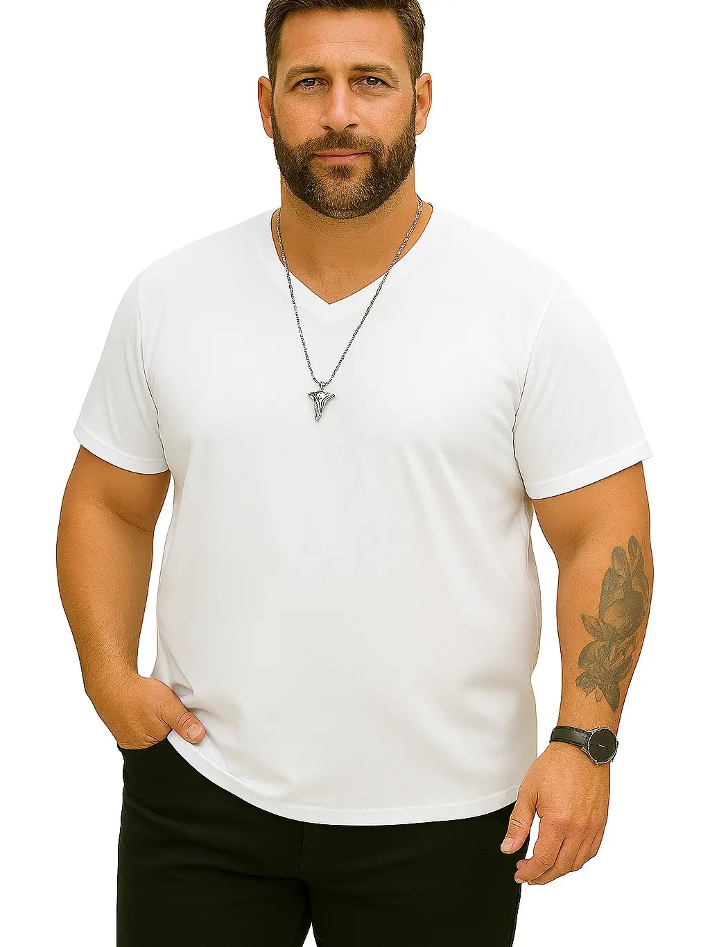 A1 Sports Wear Men's V-Neck White T-Shirt Classic Cotton Short Sleeve Undershirt Multipack Options Plus Size S to 5XL Comfortable Everyday Wear