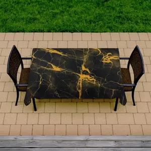 360 stand Yellow Marble Rectangle Tablecloth, Large 58x102 in., Indoor-Outdoor Patio Use, Contemporary Home Decor Kitchen Linen Table Cover, Indoor Outdoor Furniture