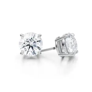8 Carat Total Weight Round Lab Grown Diamond Stud Earrings (IGI Certified F VS1)