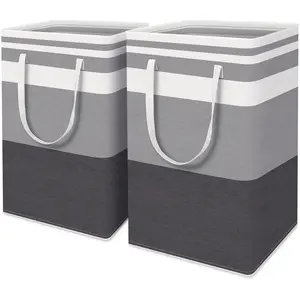 2 Pack Large Laundry Basket 75L - Waterproof Freestanding Clothes Hamper, Tall & Collapsible, Ideal for Laundry Toys and Dorm Use