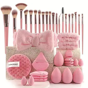 40pcs/set Makeup Tool Set, Professional Makeup Tool Set with Soft Brushes, Beauty Sponges, Powder Puffs, Face Wash Puffs, Brush Cleaner Mat & Bag, Multifunctional Makeup Tool Kit for Beginners, Gift for her Cosmetic