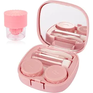 Contact Lens Case with Cleaner Washer Compact Travel Size Kit for Daily Use Includes Mirror Solution Bottle Applicator Leakproof Design Perfect for Travel Outdoor Lens Storage Kit with Washer