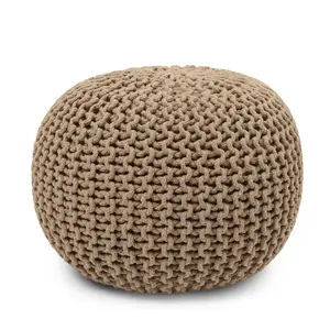 · REDEARTH · Hand Knitted Pouf - Foot Stool Ottoman - Hand Knitted Cable Boho Poof Home Décor Pouf Footrest for Living Room - Nursery - Bedroom - Lounge 100% Cotton