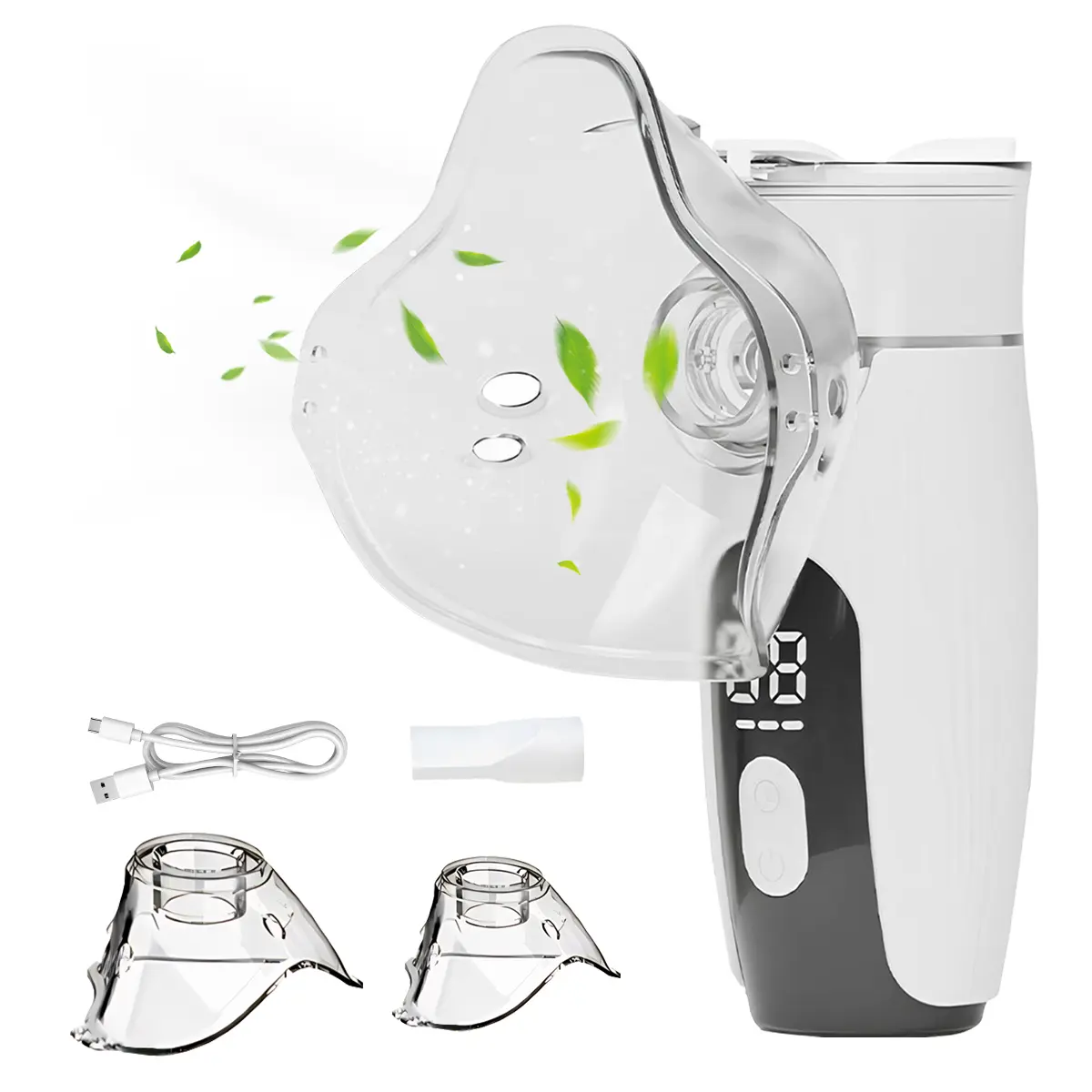 KOMOX Smart Digital Display Portable Nebulizer for Adults and Kids, Portable Nebulizer for Travel and Home Use, Rechargeable Nebulizer with a Remaining Power Display and 3 Optional Gears