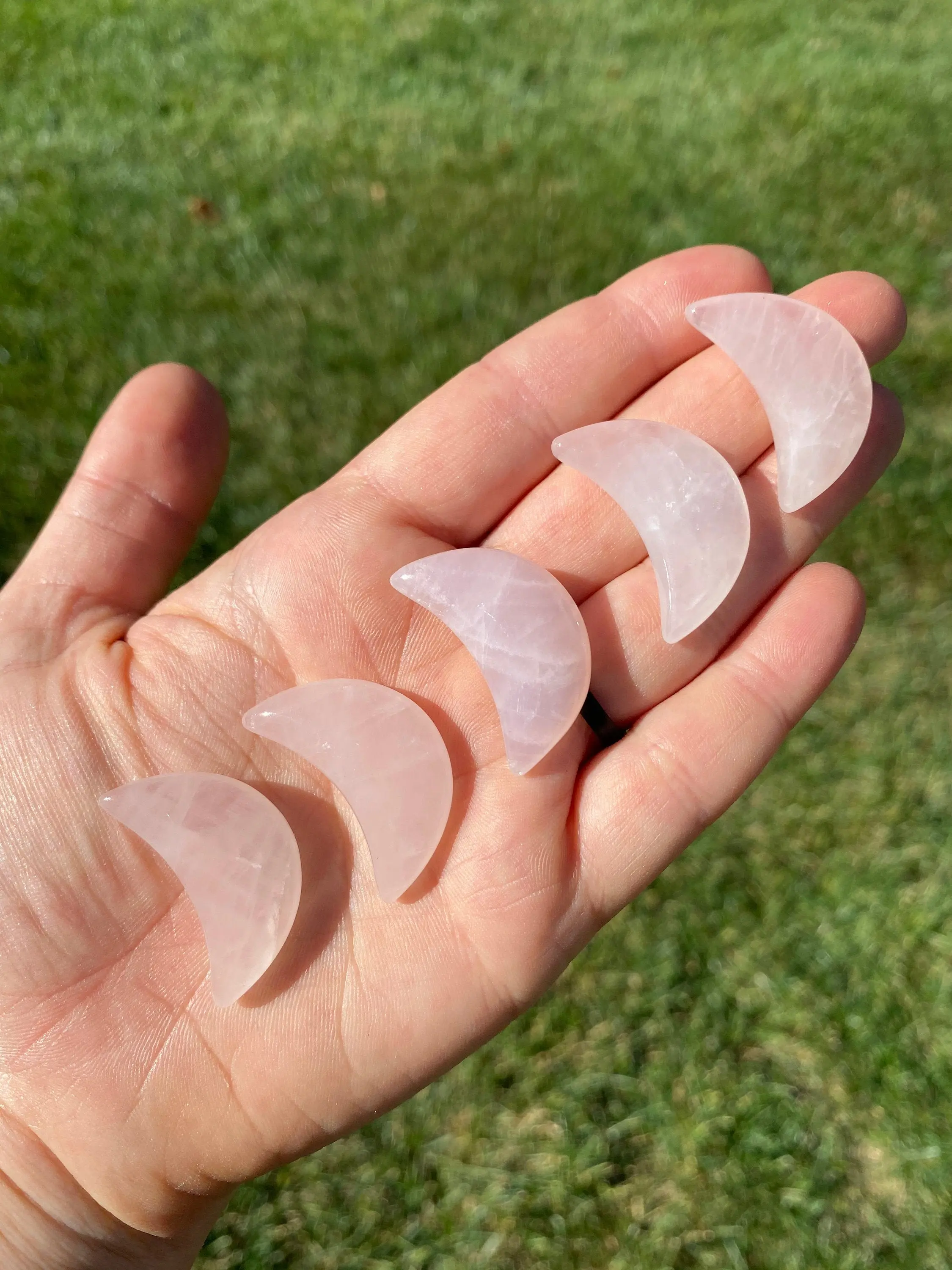 Rose Quartz Crescent Moon - Polished Crystal