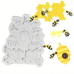 1pc Silicone Mold Bee Honey Honeycomb Resin Kitchen Baking Tool DIY Cake Fondant Mould Dessert Chocolate Lace Decoration Supplies Kitchenware
