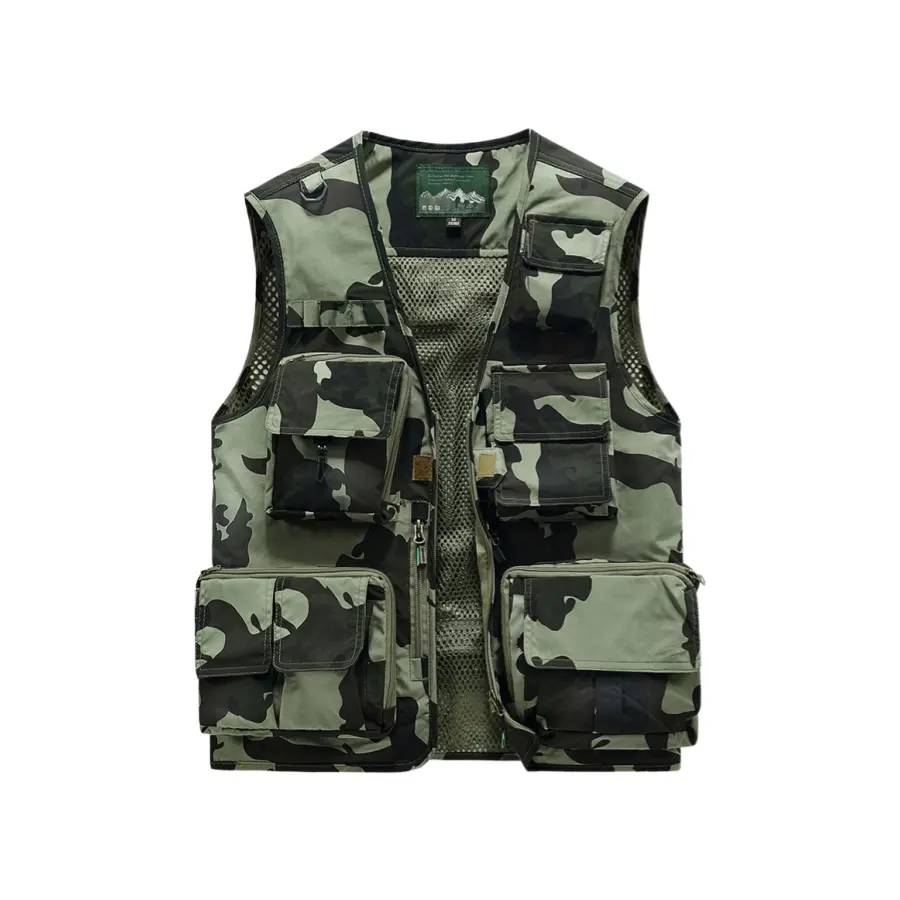 Men’s camouflage quick-dry work vest, multi-pocket outdoor fishing vest, breathable tactical photography vest
