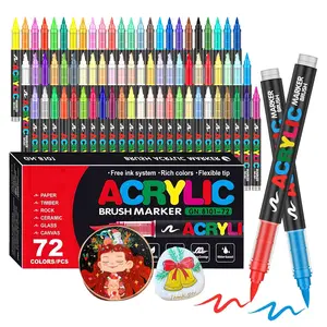 Acrylic Paint Pens Markers Set, Art Markers Set, Acrylic Drawing Markers, Brush Tip Paint Markers For Rock Painting Wood Canvas Stone, Christmas Gift DIY Crafts Customizing my shoes/phone case Soft Brush Tip Acrylic Markers, Quick-Drying Waterproof