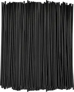 [7 Inch - 1000 Count] Black Coffee Drink Stirrers &  Straws - Disposable Plastic Sip Stir Sticks for Hot & Cold Beverages