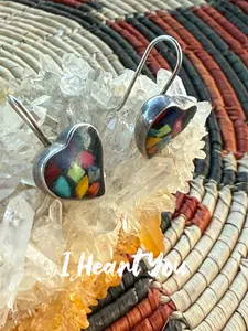 I Heart YOU Oynx Inlay Earrings
