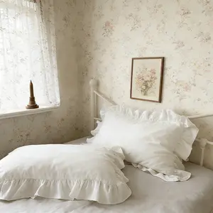 Premium Solid Color Ruffled Pillowcase Set, Soft Breathable, Benefits Hair Skin Sleep, Essential Home Bedding Item