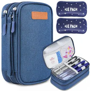  TSA-Approved Double-Layer Insulin Cooler Travel Case (Blue) 2 Reusable Ice Packs Included new jewelry case