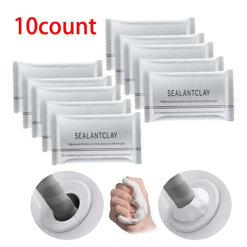10 Pack Waterproof Sealant Mastic, Quick Mending Mud, Multi-Purpose Repair Sealing Clay for Drain Connection, Wall Hole, Air Conditioning Hole, Waterproof Seal Putty