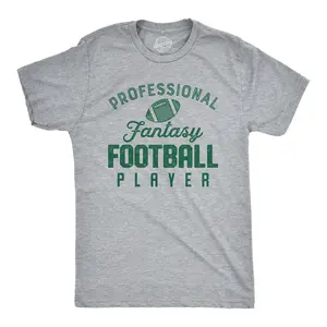 Mens Professional Fantasy Football Player T Shirt Funny Sports Tee Mens Funny T Shirts Cool Vintage Fashion T-Shirt Gift Classic Menswear Funny Football Short Sleeve Novelty Tees for Guys Light Grey