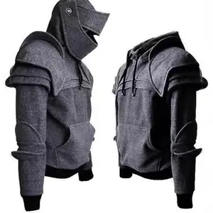 2025 Halloween Hoodie Men Knight Hooded Elbow Guard Drawstring Mask Pullover Kangaroo Pocket Solid Color Jacket Hoodie Cosplay Costume Menswear Sweatshirts Tops Long Sleeve Clothes Casual Gamis Summer