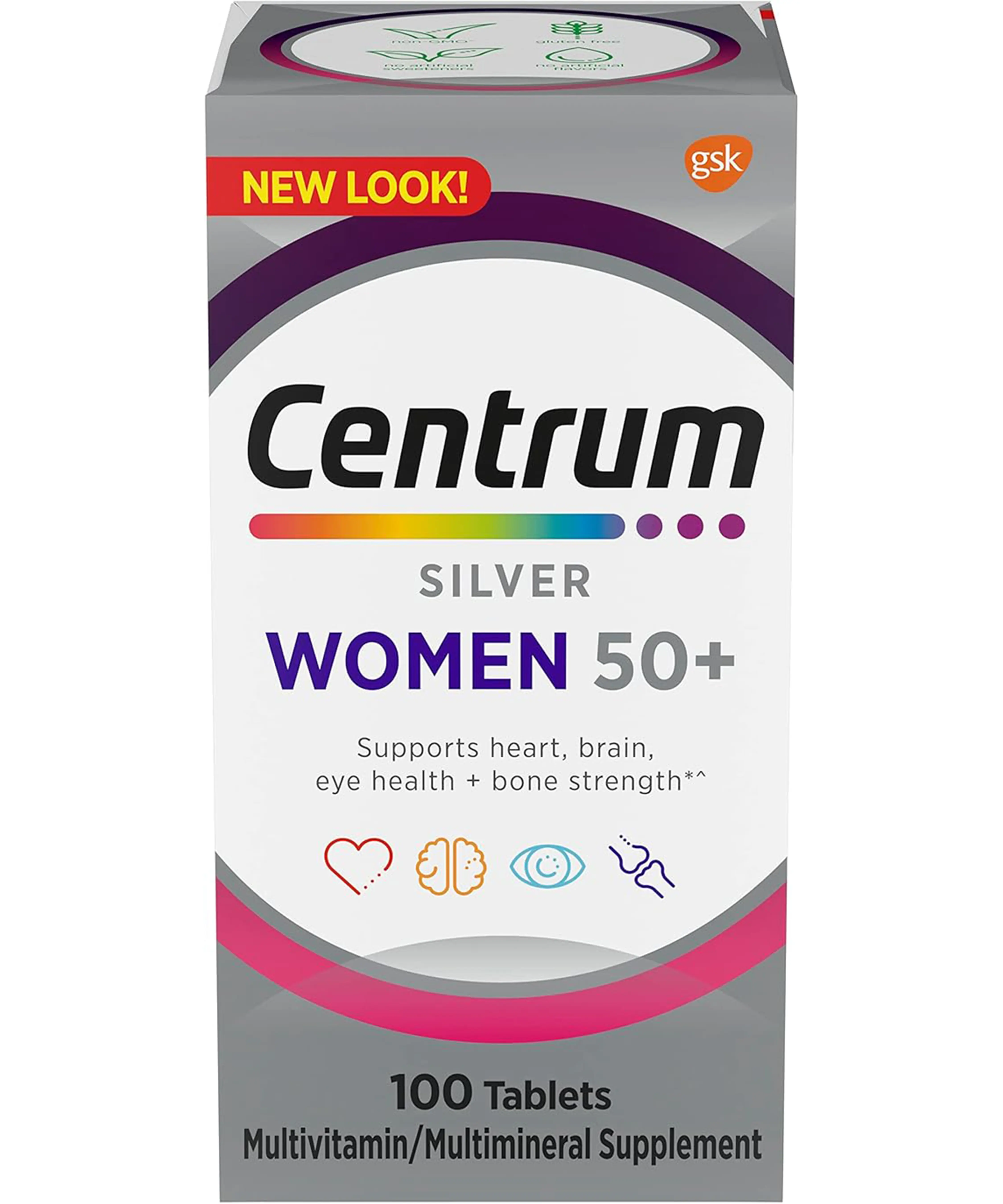 Centrum Silver Women's Multivitamin for Women 50 Plus, Multivitamin/Multimineral Supplement with Vitamin D3, B Vitamins, Non-GMO Ingredients, Supports Memory and Cognition in Older Adults - 100 Ct