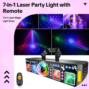 Laser Light Mini Magic Ball Stage Light 7-in-1 Laser KTV Bar Atmosphere Party Beam Strobe DJ Projection with Remote Control club