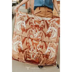 Brown Horse Collage Printed Wild Rag