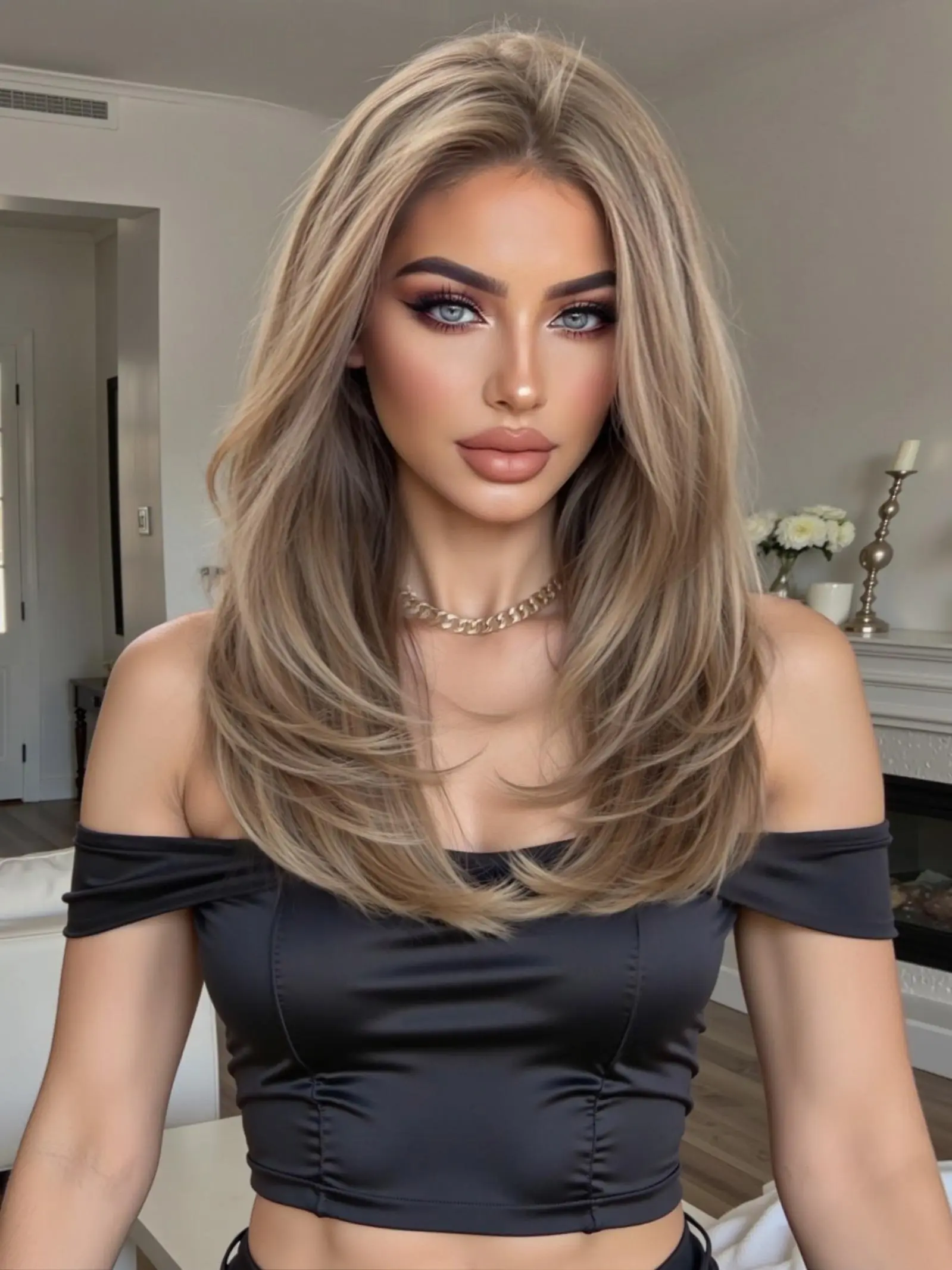 Summer Hot Sale 13×6 Lace Wig 18 Inch, Light Brown, Curtain Bangs, Layered Medium-Long Synthetic Hair Wig, Heat-Resistant Fiber, Suitable for Daily Wear, Parties & Cosplay, Fashionable & Versatile for Women