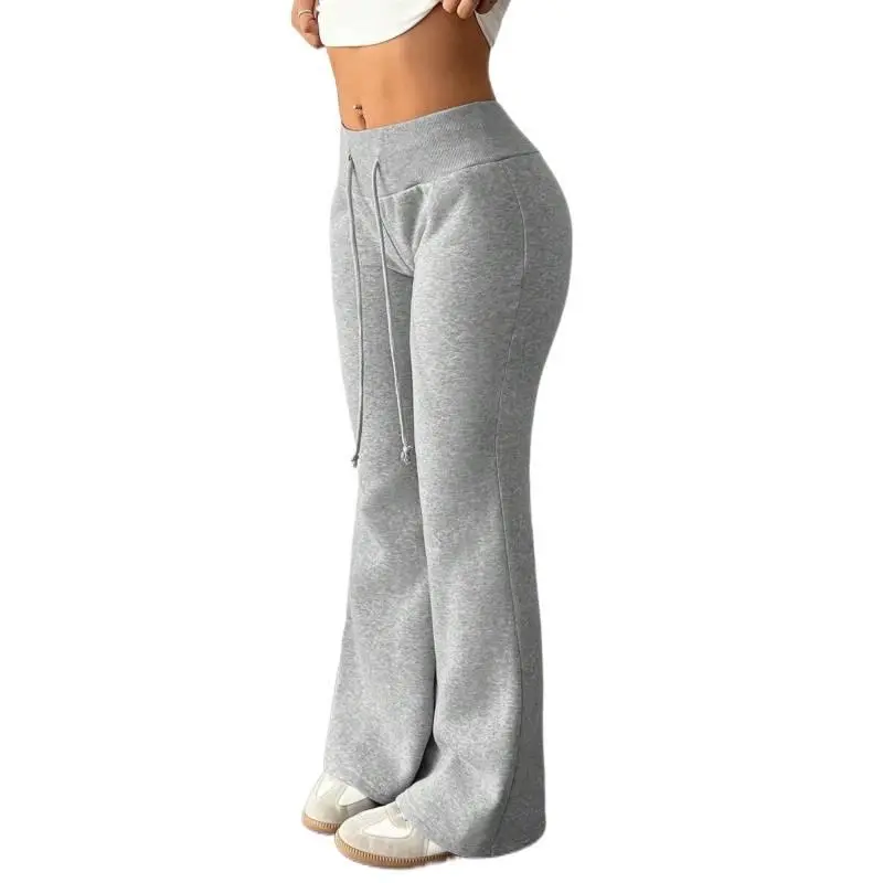 Yoga Thermal Lined Flared Sweatpants: Casual Low-Waist Drawstring Elastic Sports Pants for Fall & Winter no zippers musical fan hoodie juicy jeans Women's Crop Top and Skinny Pants Set winter clothes women jennifer body jacket japanese denim wide leg wing