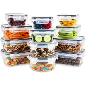 12-Pack Reusable Food Storage Containers with Locking Lids, Meal Prep Boxes for Kitchen Pantry and Refrigerator