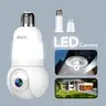 GNCC Light Bulb WiFi Monitoring Camera, 2K HDR 360 Pan-Tilt Security Cam with 24/7 Color & 10 IR + White LEDs Night Vision, 2.4G WiFi, Double Lighting, Motion Detection, 2-Way Audio, Alexa/Google Compatible, Bluetooth, Micro SD Support, Wall Mount