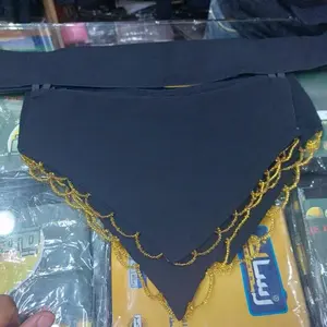 Niqab with Gold Embroidery and Scallop Hemline for Modest Wear