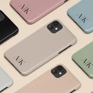 Custom Initials Solid Color Phone Case, Personalized Monogram Phone Case