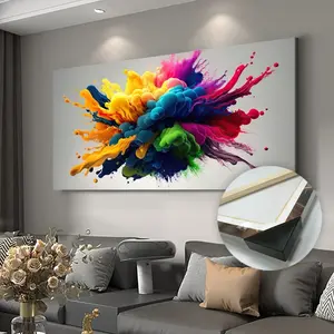 Framed Modern Abstract Color Explosion Framed Canvas Poster, Photo Corridor Decoration, Spring Decor, Vibrant Room Ornaments Artistic Print for Living Room Abstract Canvas Wall Art -Home Office Decor Poster Decoration Ornaments Artistic Photo