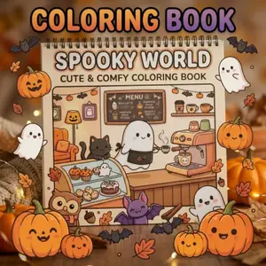 Spooky World Themed Coloring Book - 30 Pages of Cute & Creepy Designs - Beginner-Friendly, High-Quality Art Therapy with Spiral Bound, Super-Sensitive Opaque Paper - Perfect Gift for Men & Women on Christmas, Valentine's Day, New Year & Holidays