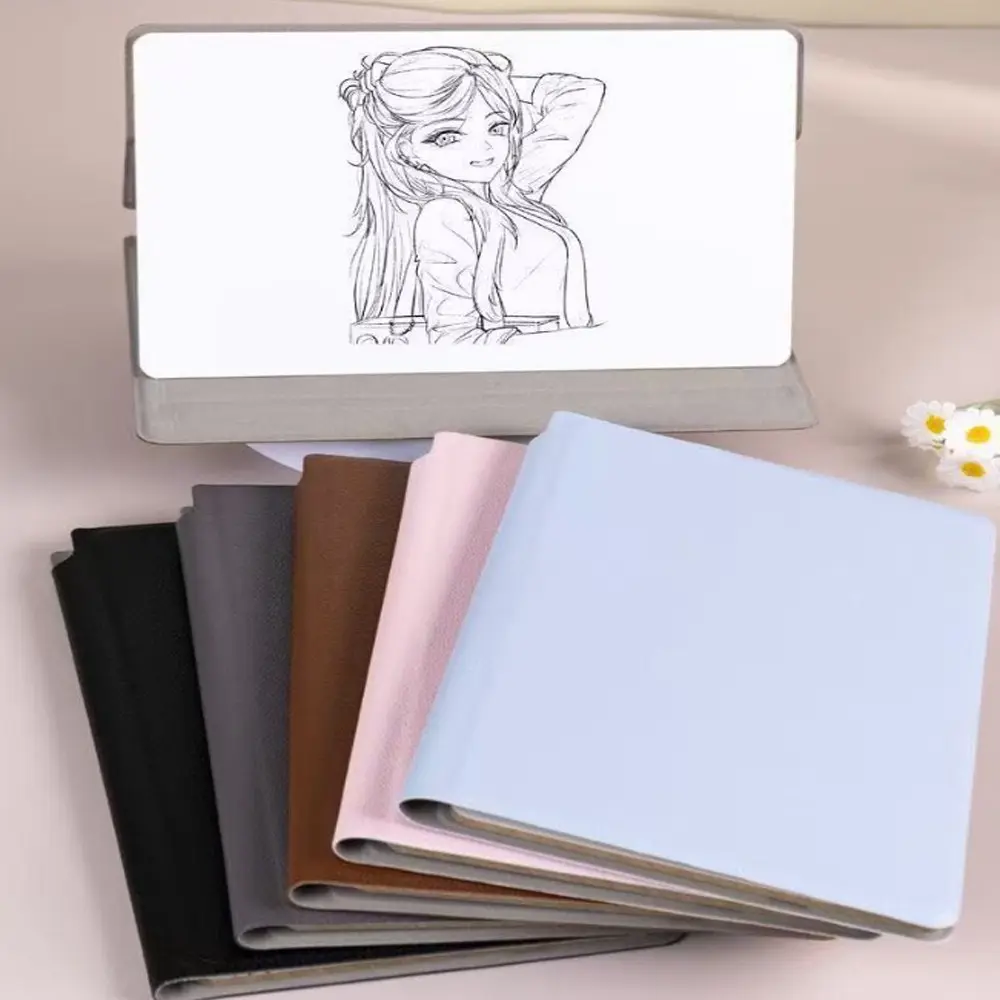 A5 Portable Durable Dry Erase Standing Whiteboard Notebook, Foldable Reusable Mini Whiteboard with Cover, Includes 3 Markers and Cleaning Cloth