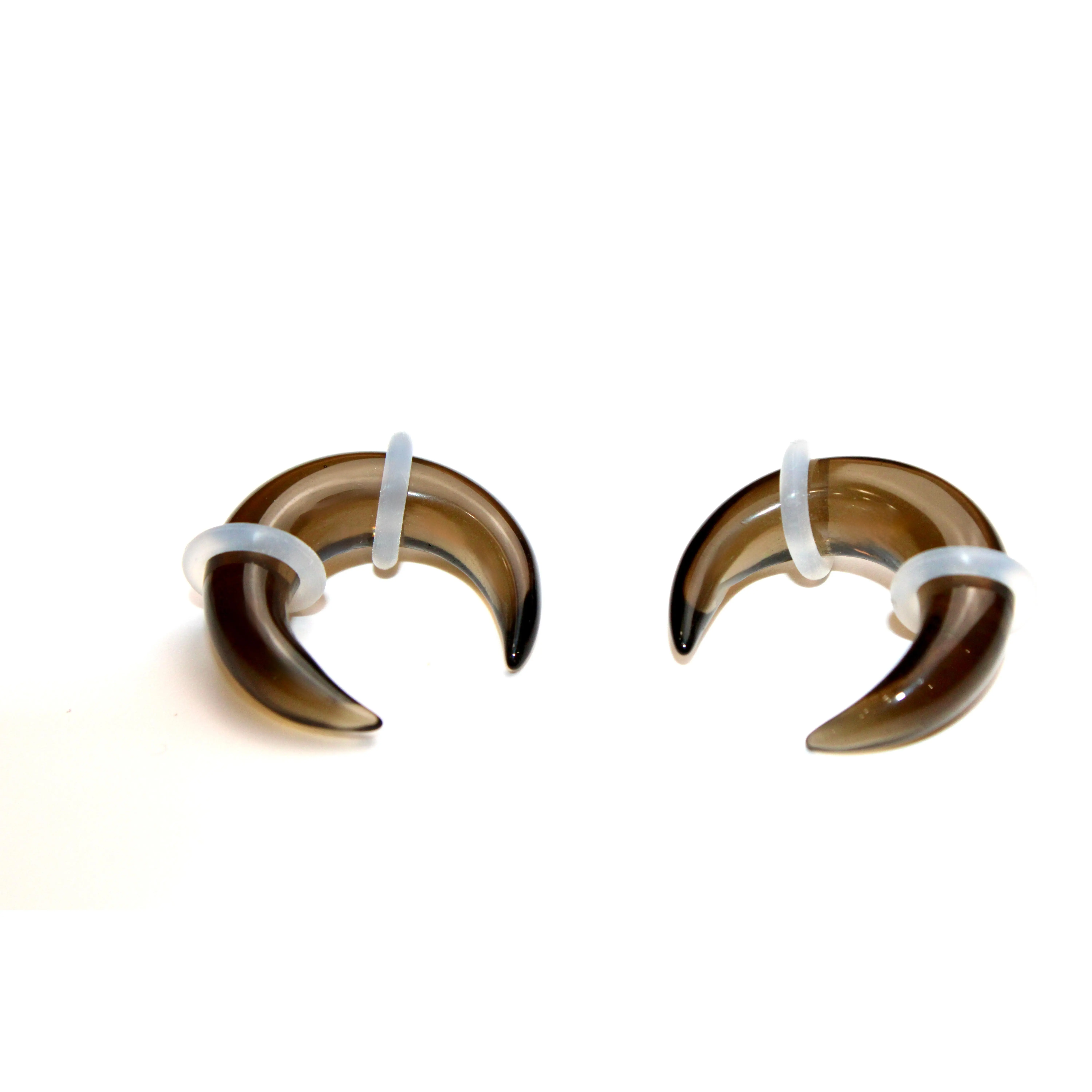 Smoky Glass Septum or Ear Pincher, Dark Brown Glass, Sold Per Piece