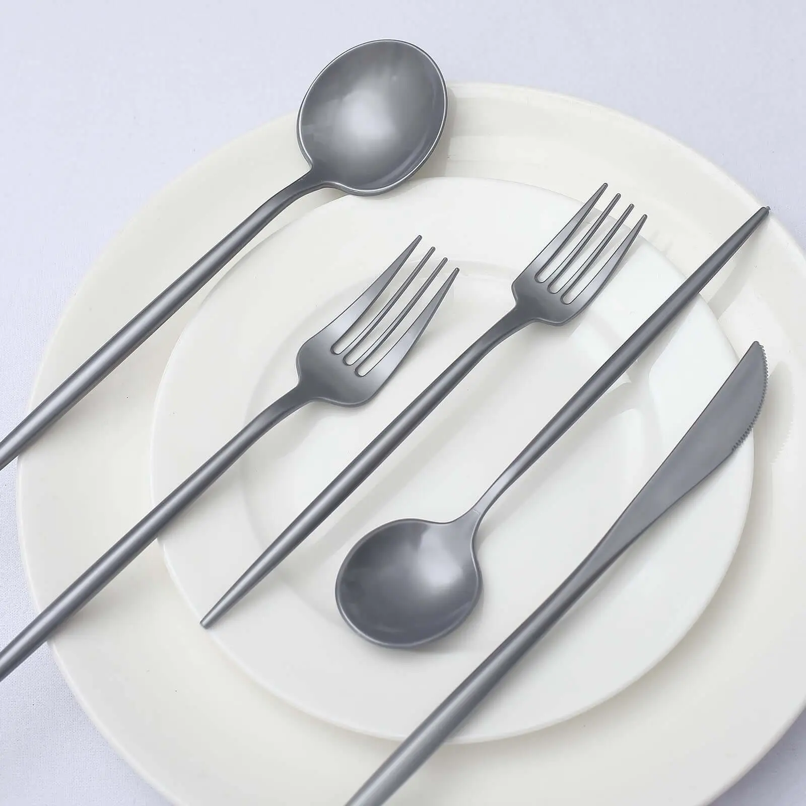 50-Pack Heavy-Duty Silver Plastic Utensil Set, Disposable Dinner & Dessert Cutlery Combo Tableware Set