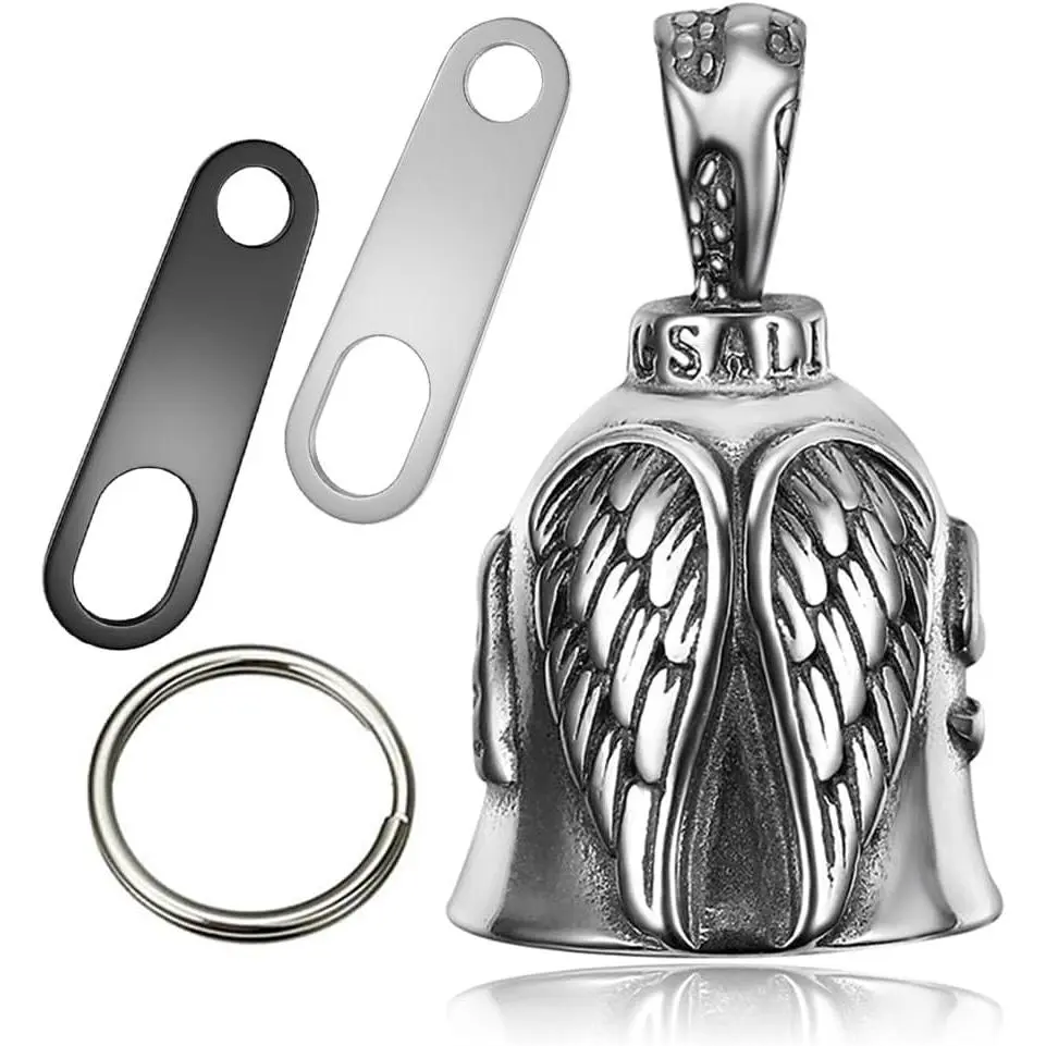 Guardian Angel Motorcycle Bell Good Luck Keychain & Drive Safe Pendant Accessories for Men Women Riding Safety