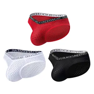 Men's Breathable Mesh Briefs, Sexy Low Waist U-Pouch Underwear, Quick Dry Sport Trunks 3-Pack