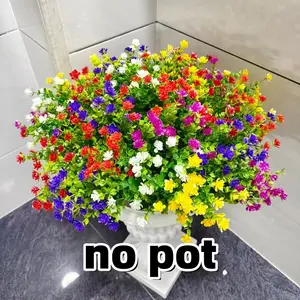 24 Bundles Artificial Flowers for Outdoors, UV Resistant Faux Plastic Greenery, Mixed Color Shrubs for Garden, Porch, Window Decor