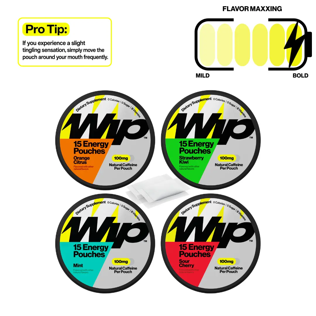 Wip Caffeine Pouches | 100mg Per Pouch | Sampler Packs Wip Caffeine Pouches | 100mg Per Pouch | Sampler Packs