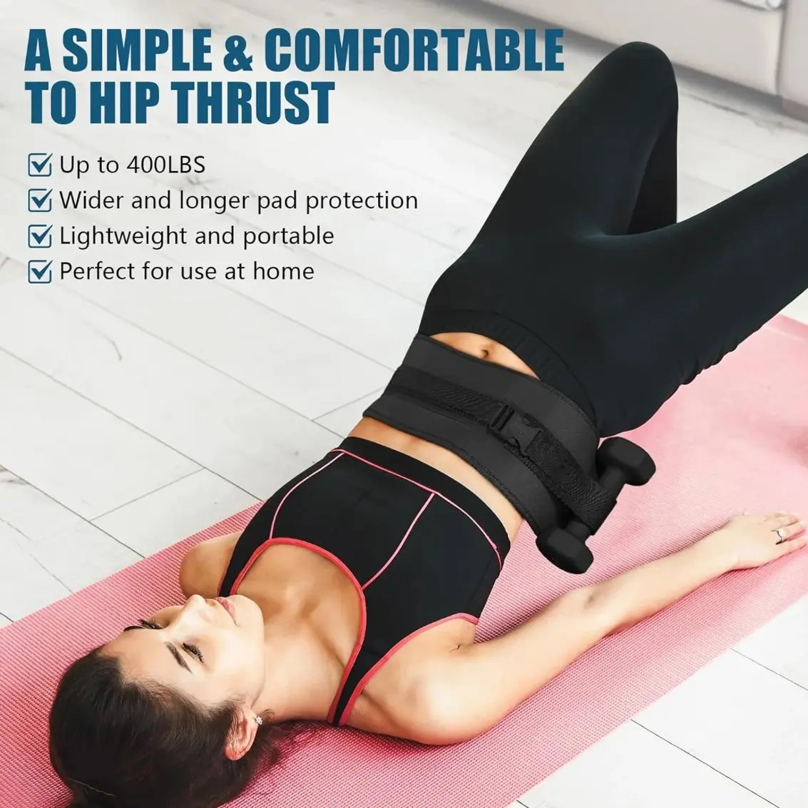 Heavy-Duty Hip Thrust Belt for Glute Training – Padded Weight Lifting Belt with Secure Metal Buckle.Compatible with Kettlebells, Dumbbells & Plates.Ideal for Home Gym Squats, Bridges & Deadlifts. exercise equipment