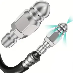 Sewer Cleaning Tool High-Pressure Nozzle, Aluminium Alloy Pressure Washer Drain Jetter Nozzle with 1/4" Quick Connect, Heavy Duty Clog Remover for Home Plumbing Kitchen Bathroom Shower Drain, Home Improvement Cleaning Accessories