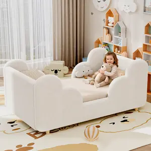 #Summervibes Naudacaa Toddler Bed Frame, Whole Soft Padded Toddlers Floor Bed Frame, Kids Beds with Extra Safety Broad, Toddler Beds for Girls Boys Children - Standard Crib Size (Mattress NOT Included)  Durable