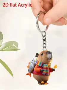 2D flat one kapibara keychain, keychain - personalized decoration, creative pendant for Christmas design, gifts for friends who like decoration, suitable for home and holiday decoration, perfect for birthday and party gifts