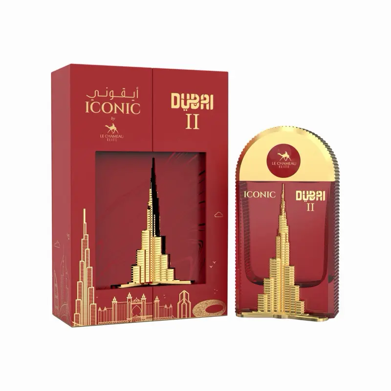 Iconic Dubai II Unisex 3.4 oz Edp Perfume with Burj Khalifa Design and Red Packaging