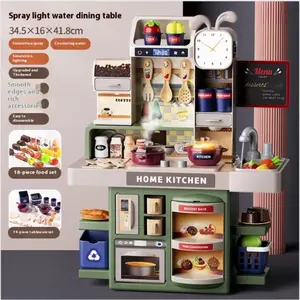 Large Plastic Kitchen Toy Set: A realistic cooking simulation set featuring a spray nozzle, lights, and sound effects that dispenses water—perfect for children’s role-playing games, gift sets, and pretend play toys, Play Kitchen Accessories