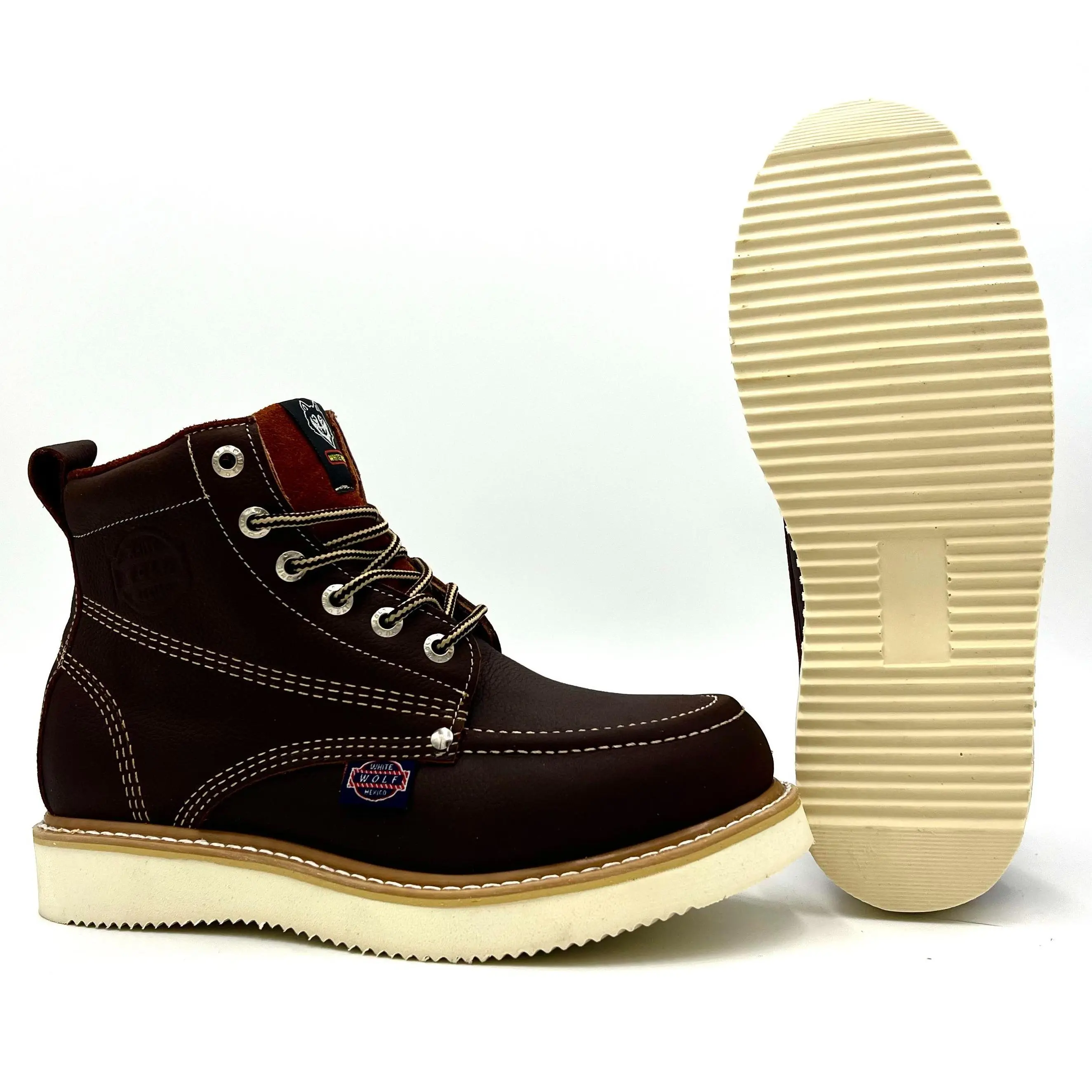 Work Boots for Men Soft Toe – 6inch Leather Boots for Construction Rubber Sole Working botas de trabajo para hombre Shoe Footwear Comfort Walking Shoes