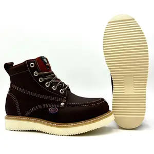 Work Boots for Men Soft Toe – 6inch Leather Boots for Construction Rubber Sole Working botas de trabajo para hombre Shoe Footwear Comfort Walking Shoes