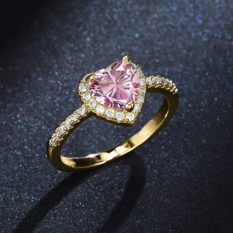 Women's 1-Pc Peach Heart Ring - Geometric, Shiny Zircon Crystal Inlaid, Non-Tarnish Steel-Base Girlyish Jewelry, Multi-Size Accessories for Women, Eye-Catching for Daily Dating, Ceremony, Non Tarnish Jewelry